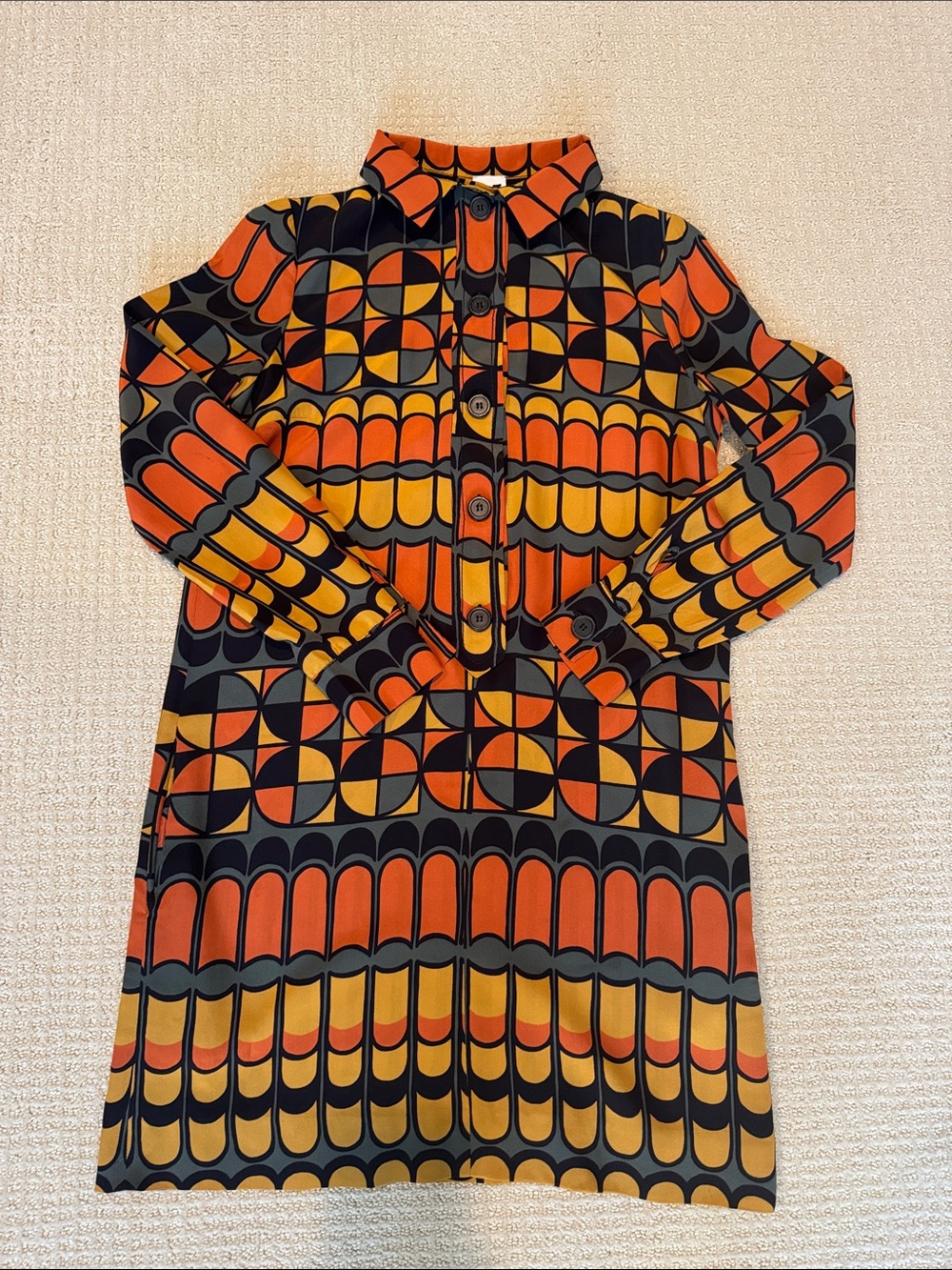 M Missoni Vintage Geometric Print Long Sleeve Shirtdress Small